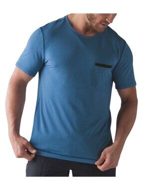 Lululemon R.A.D. Short Sleeve Heathered Rugged Blue Sz XXL Short Sleeve Athletic